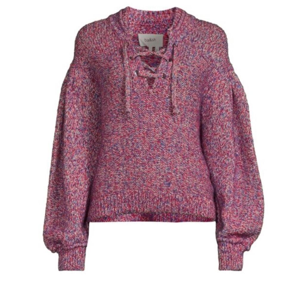 Ba&Sh Tibo Lace Up Sweater Alpaca Wool Blend Cozy Knit Pullover Sz S